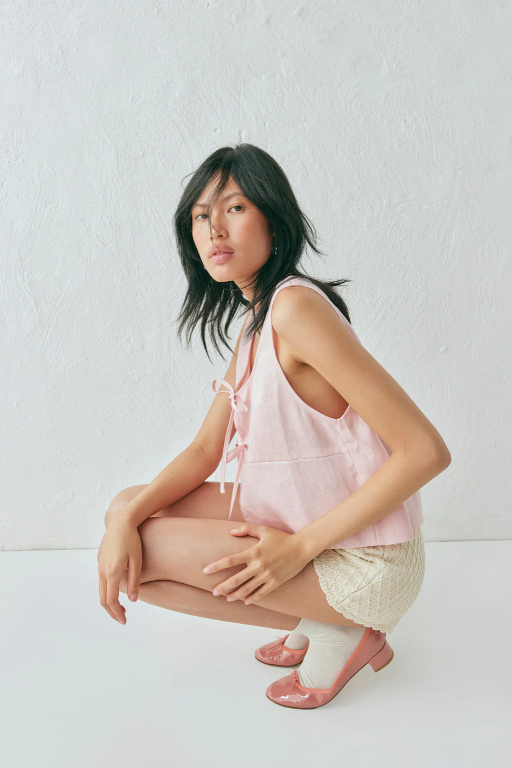 Nessa Linen Smock Top Pink