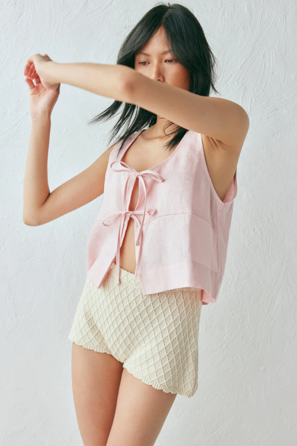Nessa Linen Smock Top Pink