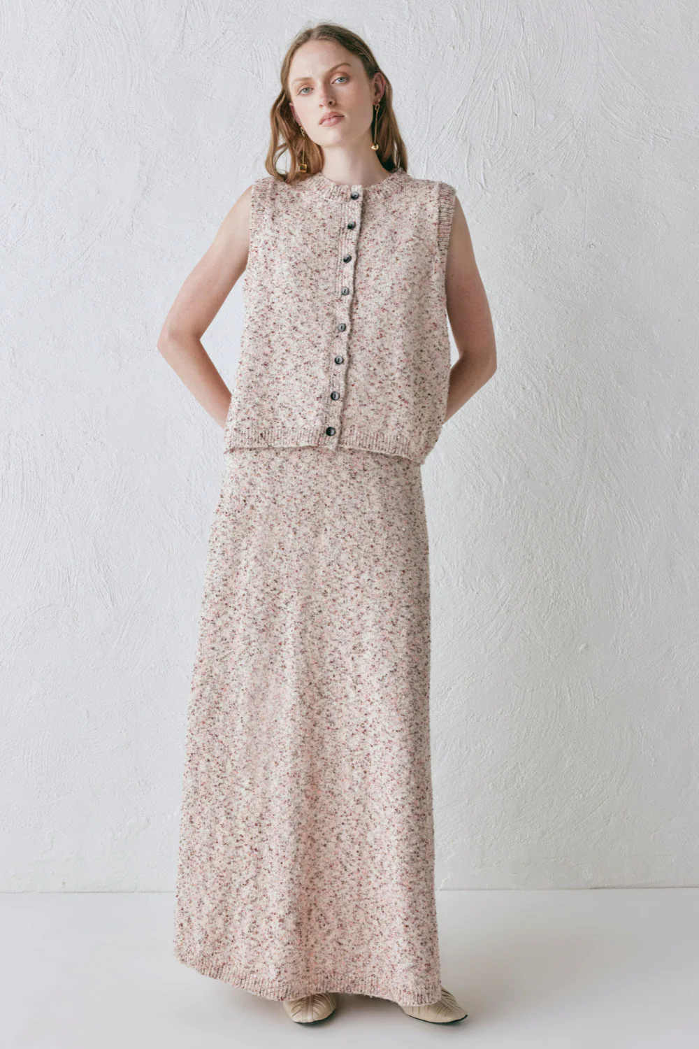 Anaya Knit Vest Pink Marle