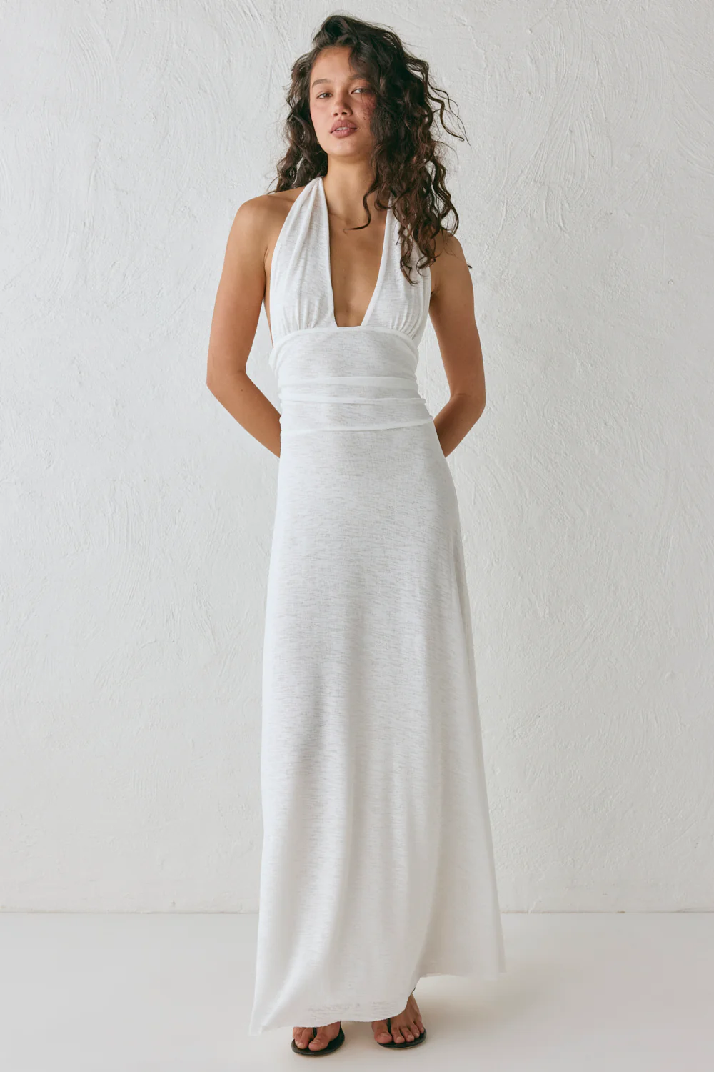 When In Italy Halter Midi Dress White
