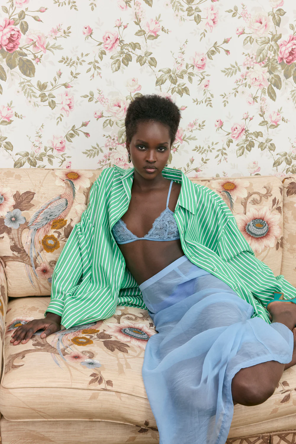 June Shirt Green Stripe