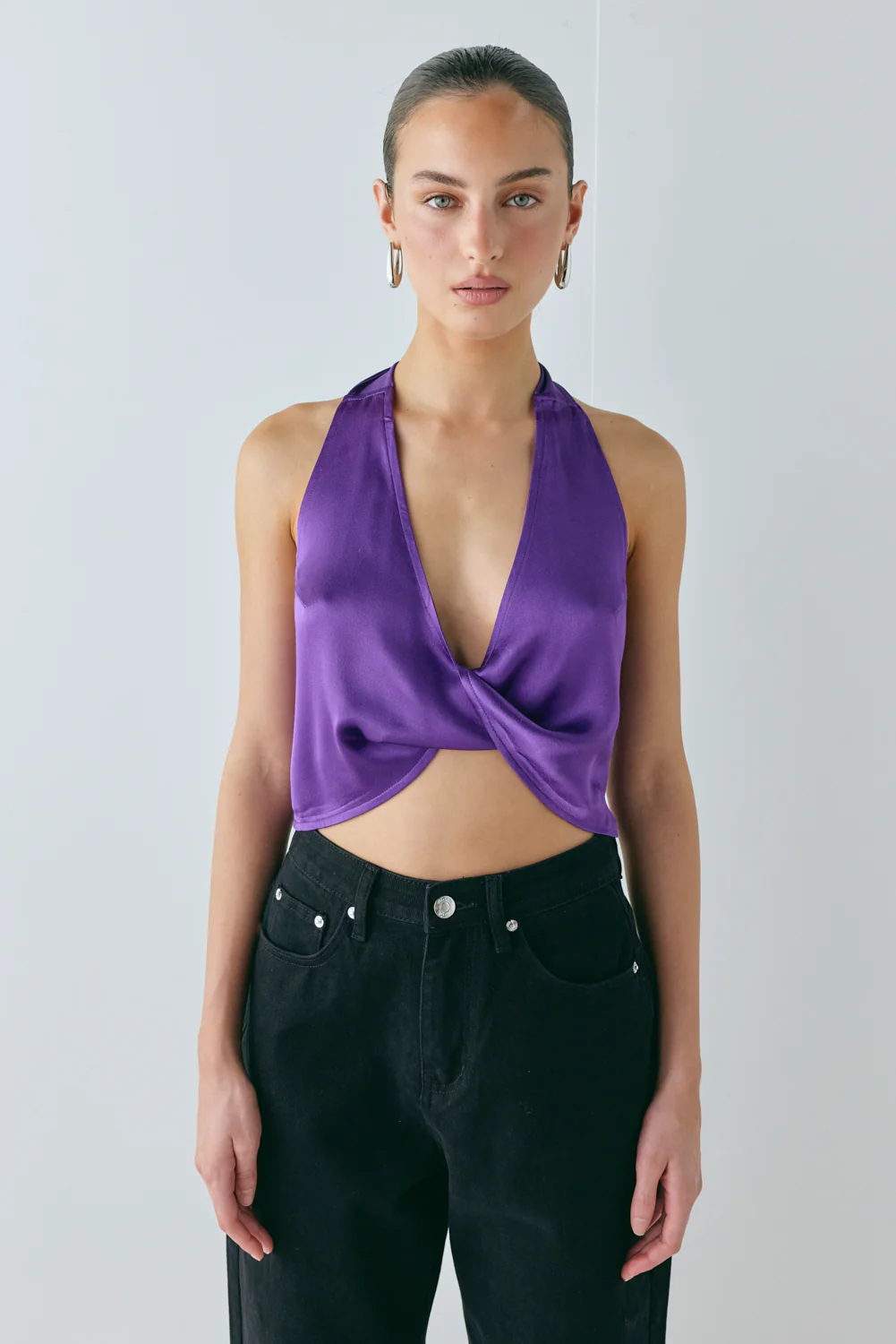 Darcy Satin Halter Top Violet