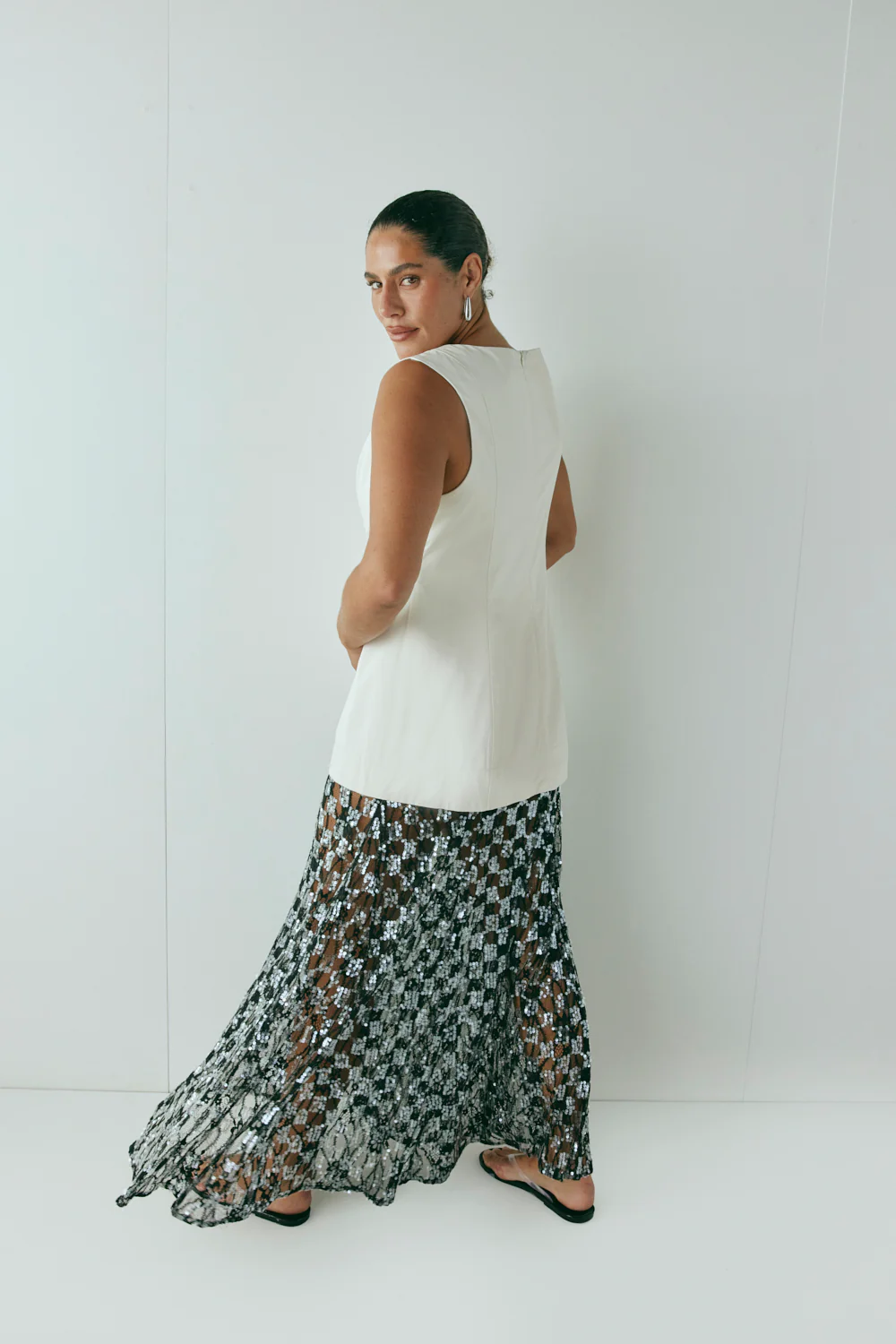 Robbie Sequin Maxi Dress Cream