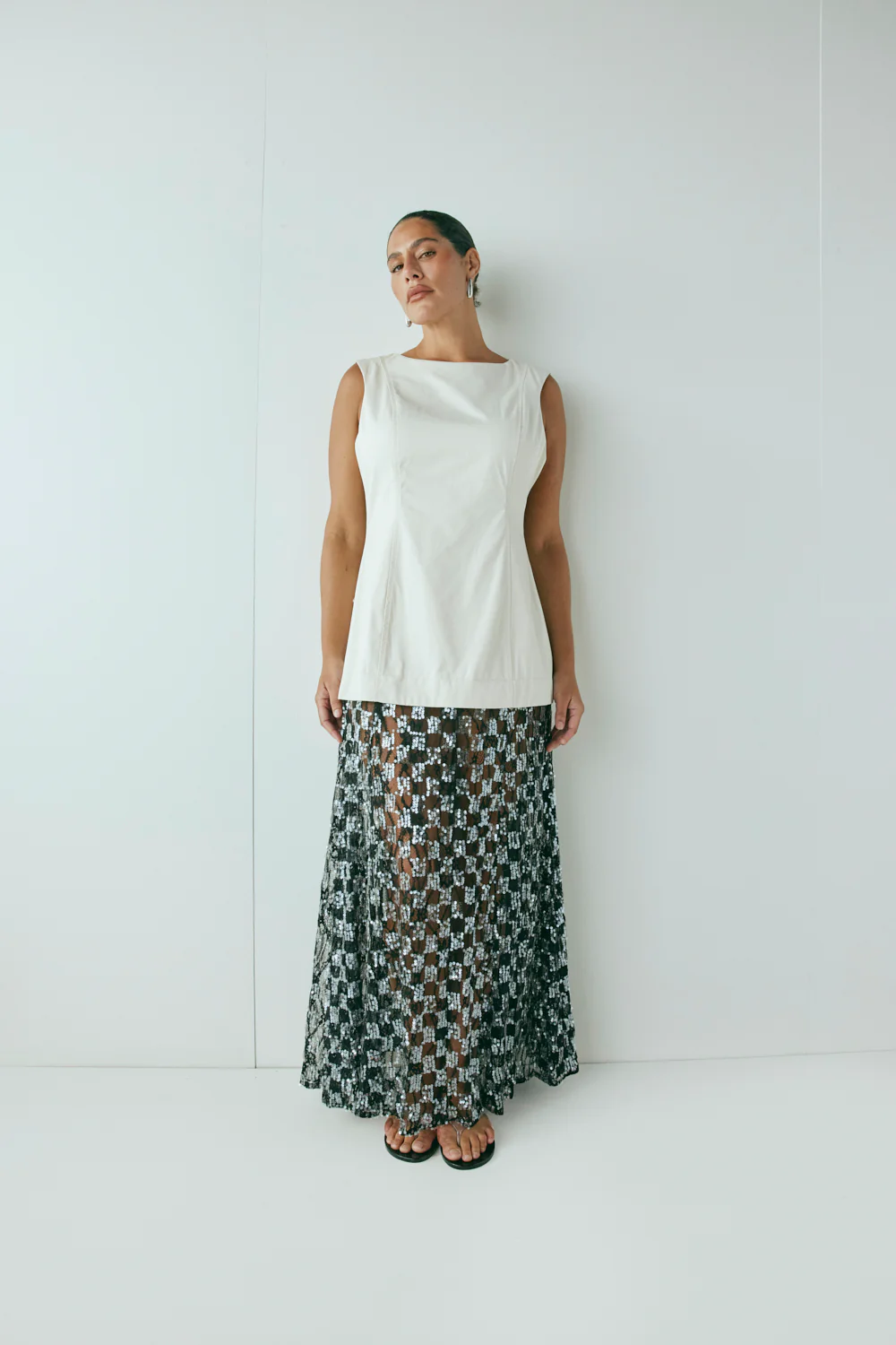 Robbie Sequin Maxi Dress Cream