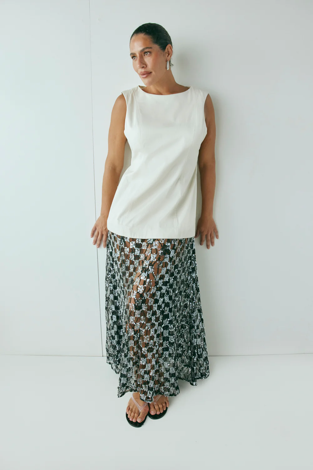 Robbie Sequin Maxi Dress Cream