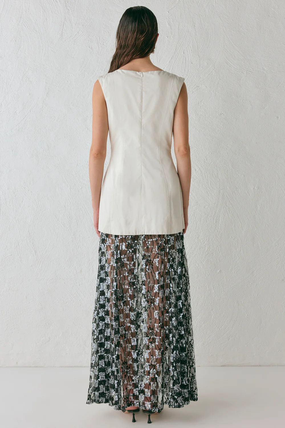 Robbie Sequin Maxi Dress Cream