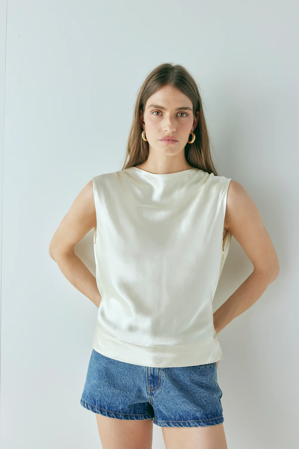Emery Satin Top Cream