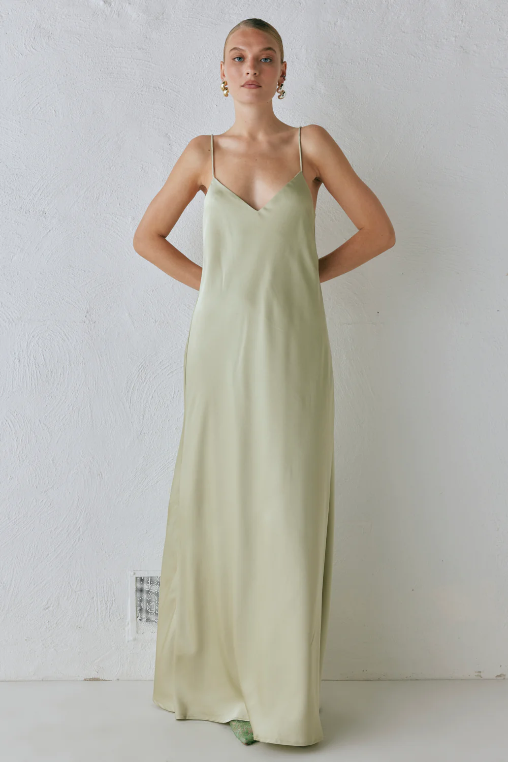 Ida Satin Maxi Dress Sage