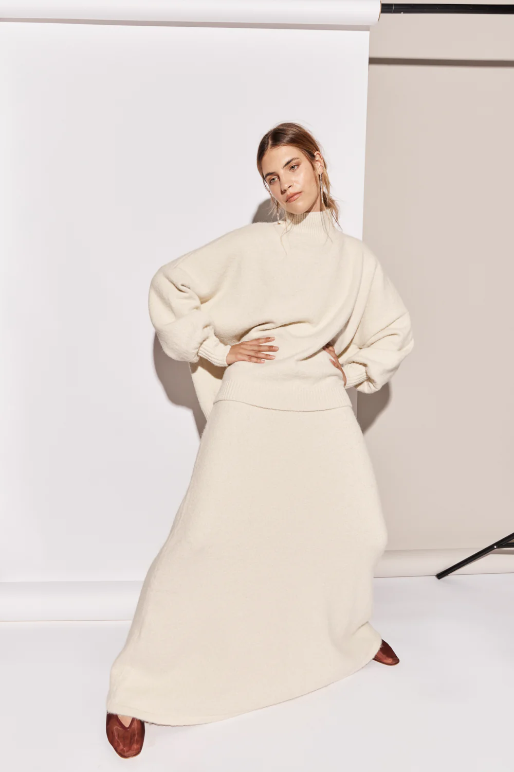 Lya Knit Maxi Skirt Cream