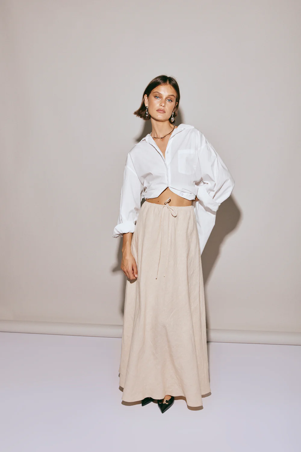 Elodie Linen Maxi Skirt Oatmeal