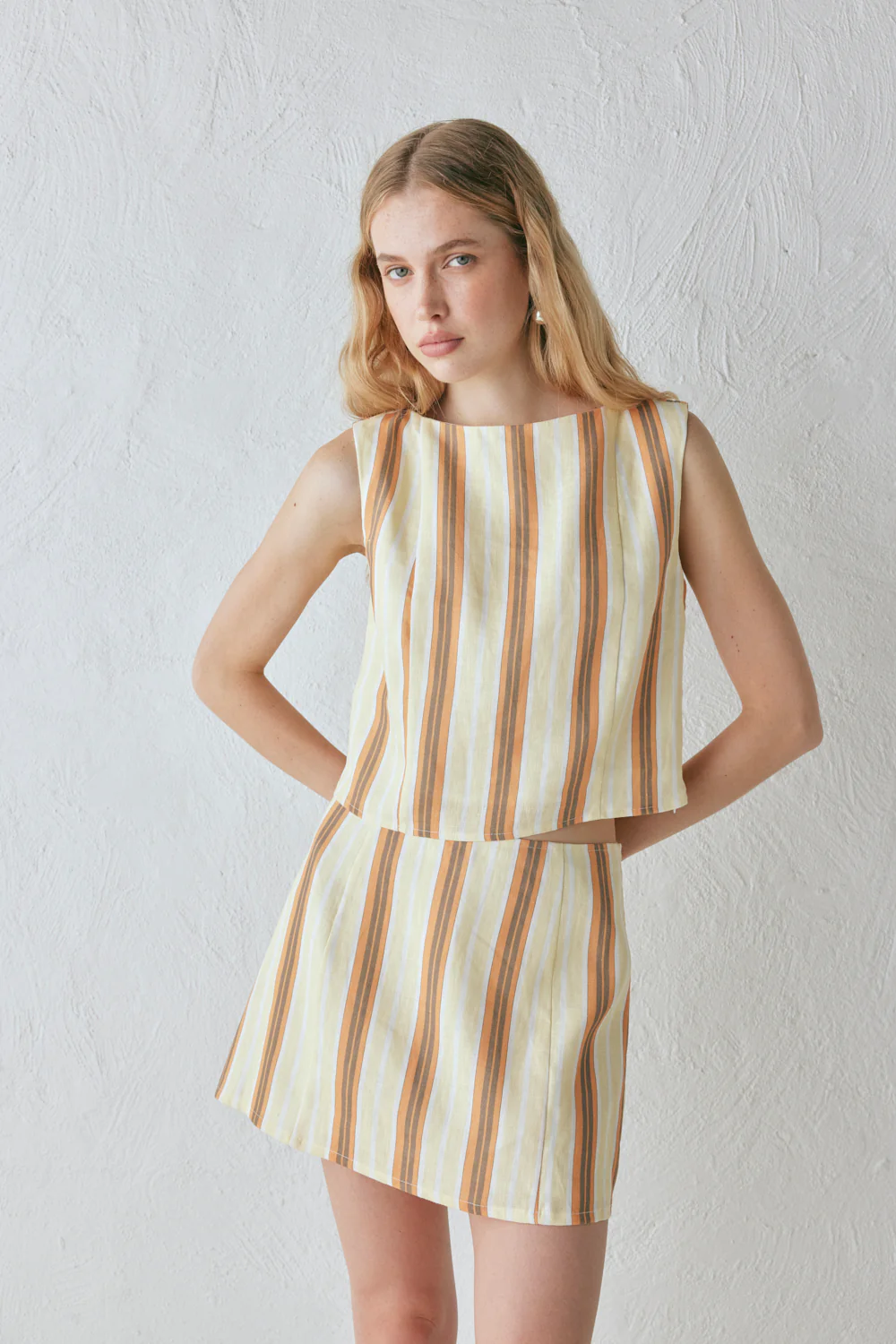 Ama Linen Mini Skirt Stripe