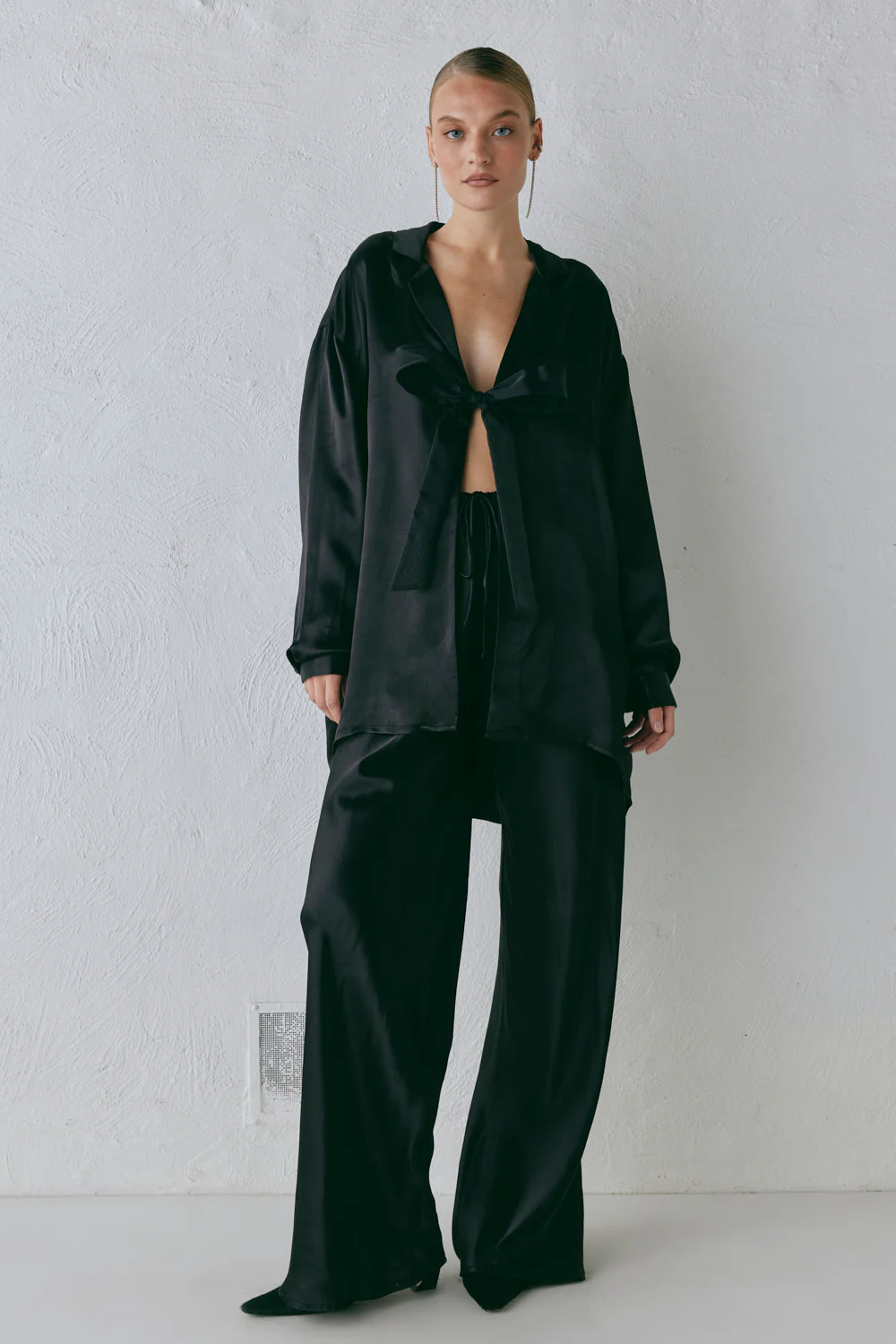 Rae Satin Top Black