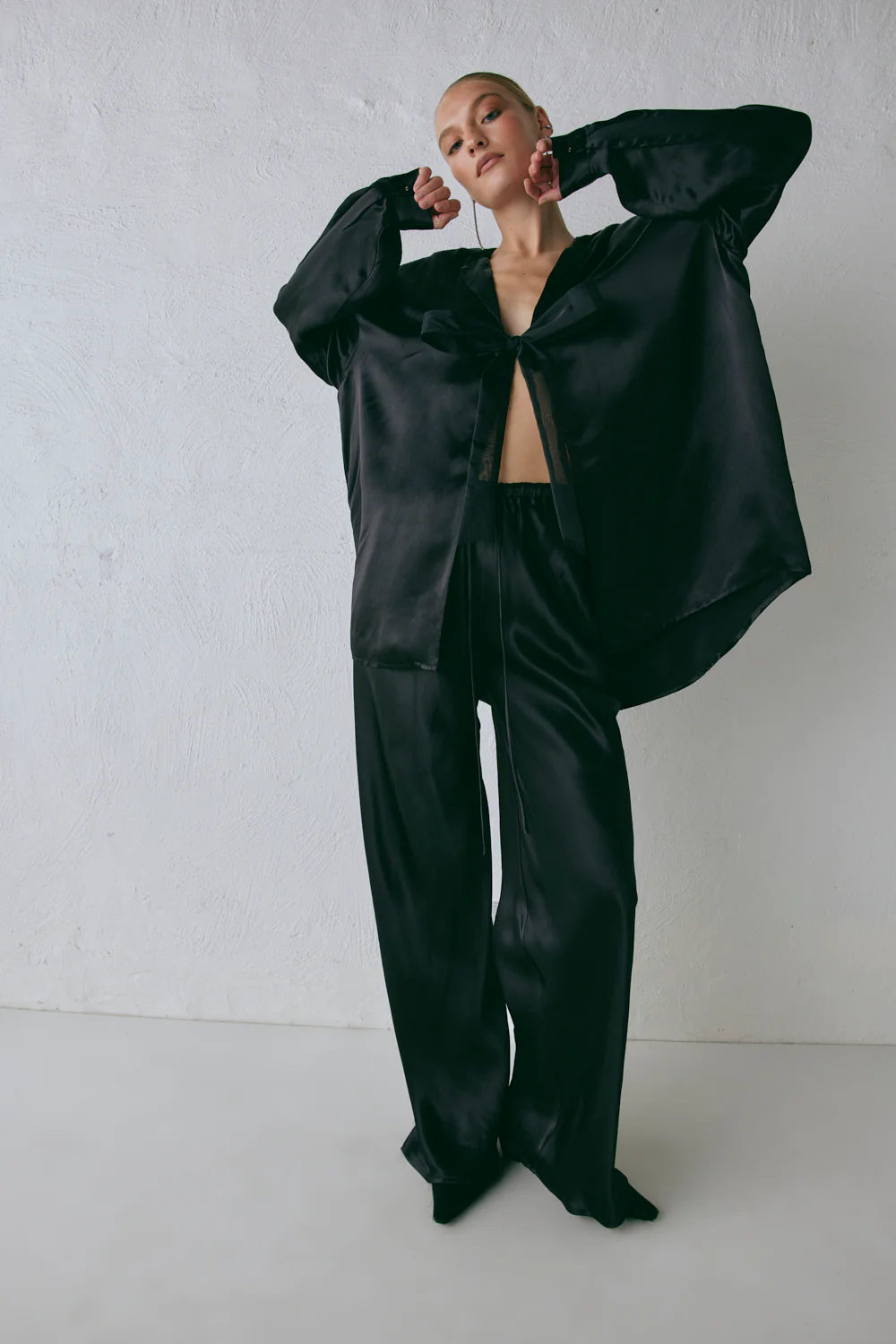 Rae Satin Top Black