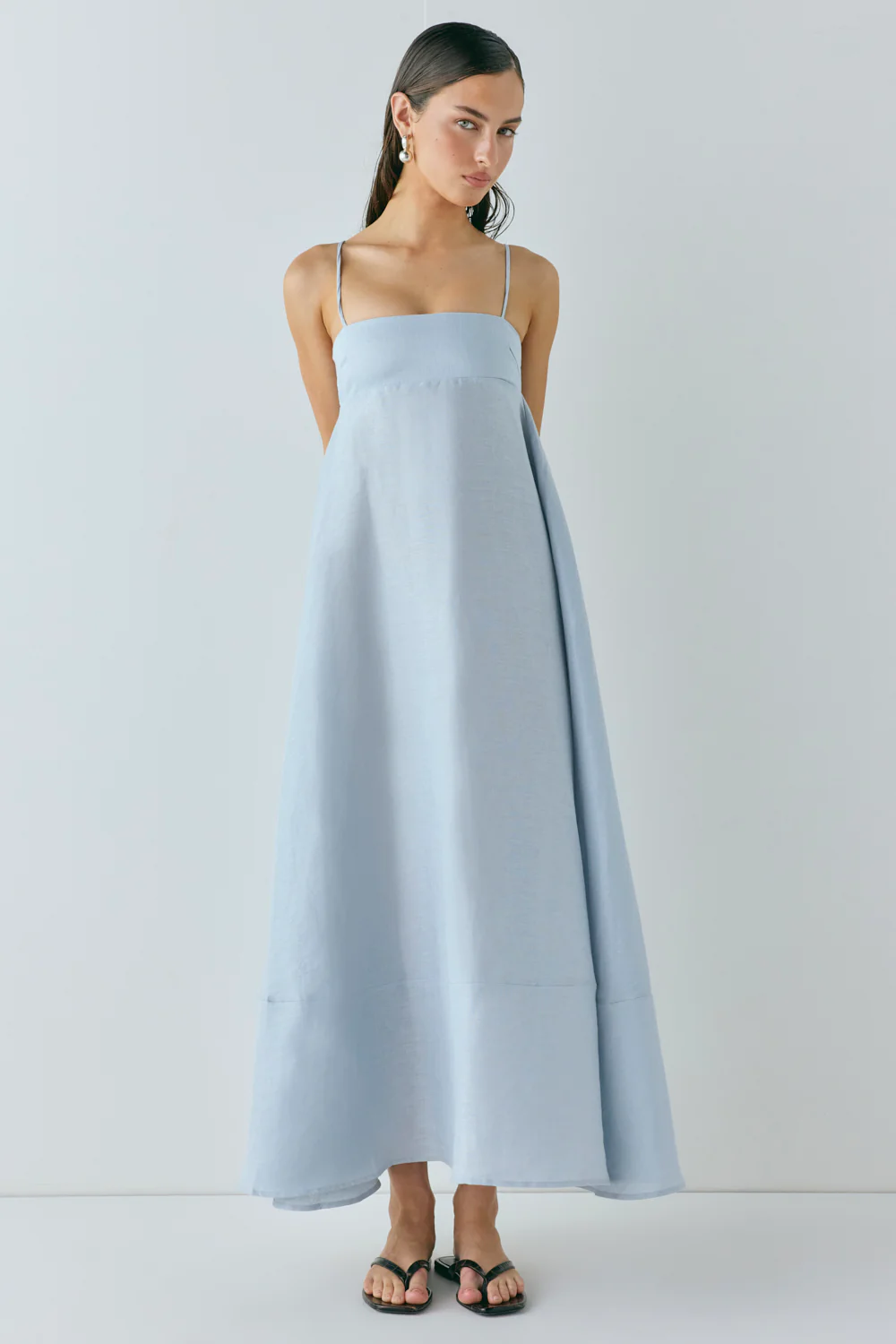 Behati Linen Maxi Dress Sky
